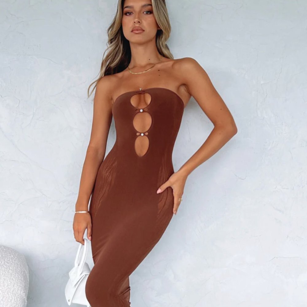 NWOT White Fox Your Peace Midi Dress Chocolate XS